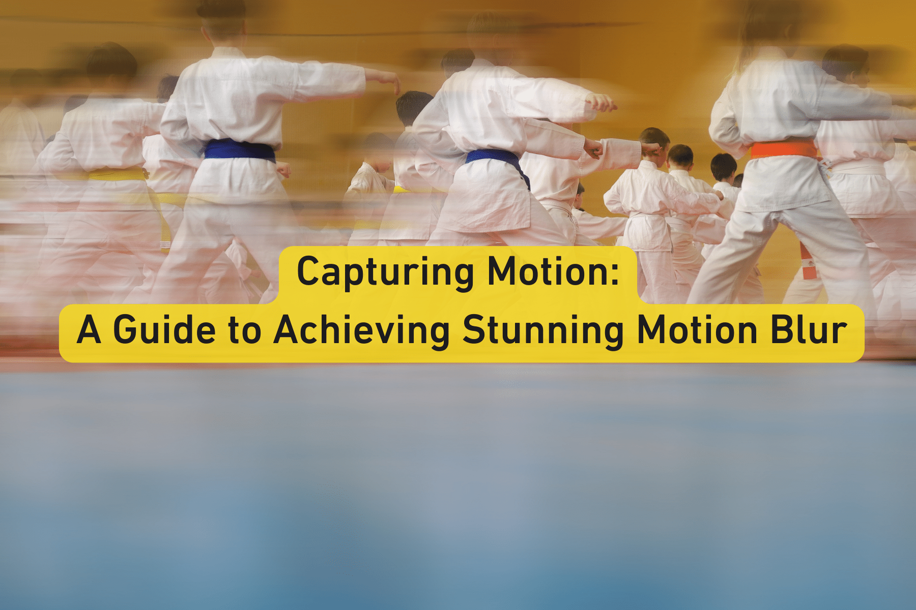 motion blur of karate practitioners in a dojo during training