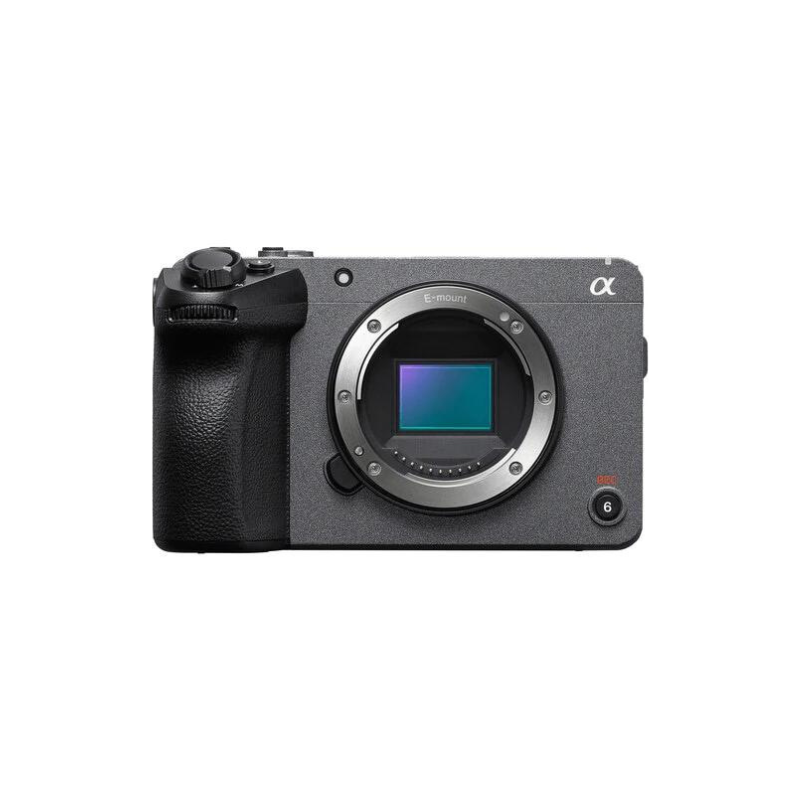 Black Sony camera with E-mount and visible sensor.