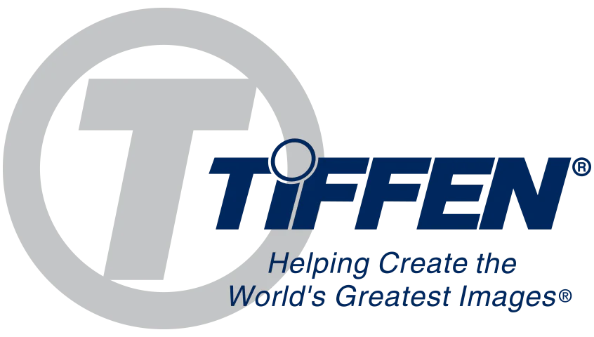 Gray and blue Tiffen logo with tagline Helping Create the World's Greatest Images.