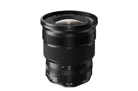 Black mirrorless lens with wide aperture and sleek design.