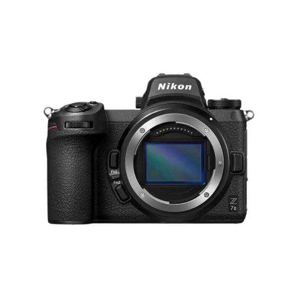 black Nikon mirrorless camera with a large lens mount and a sleek design.