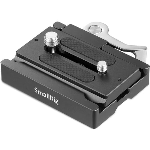 Black SmallRig quick release plate with textured grip and locking mechanism.