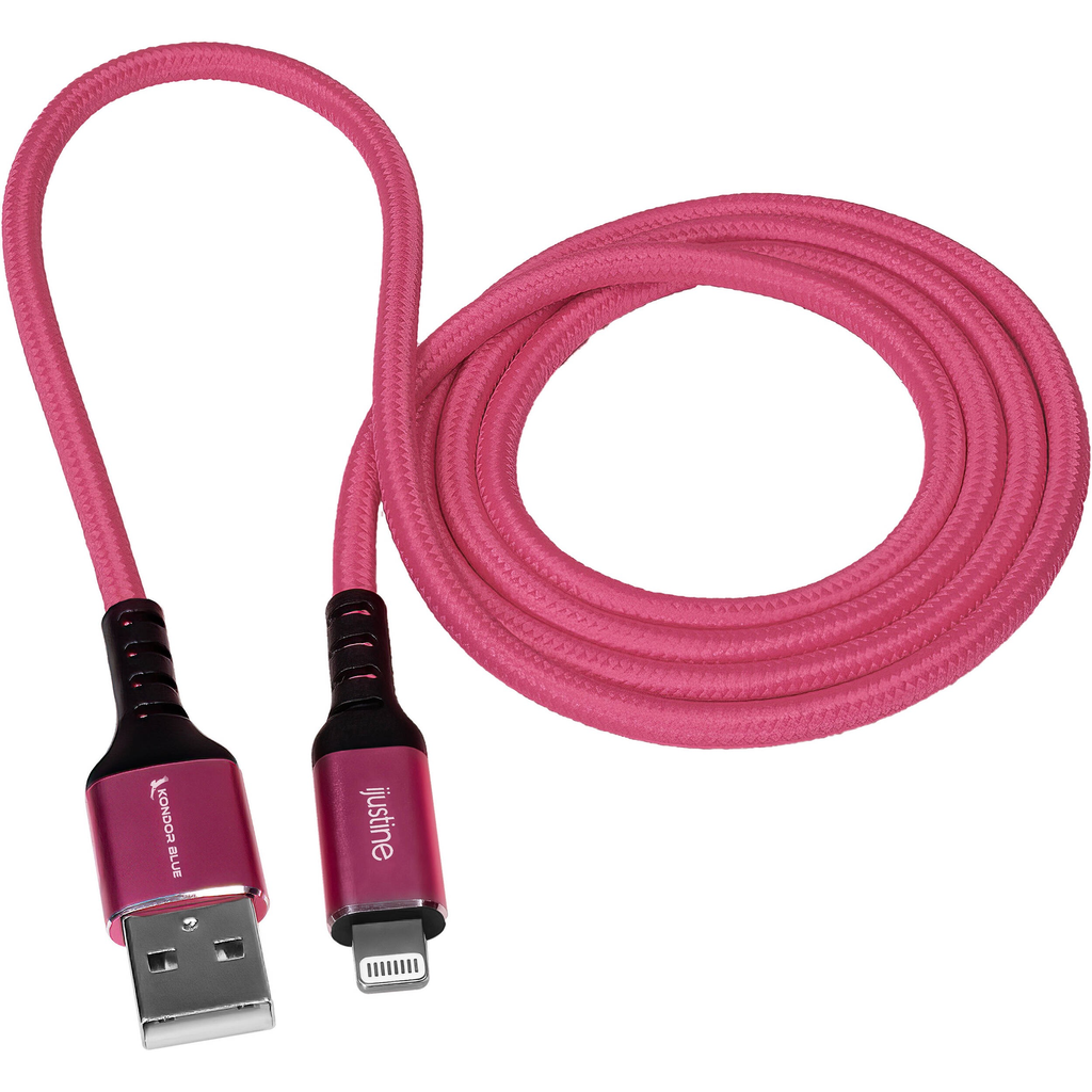 Shop Kondor Blue iJustine Lightning to USB-A Charge & Sync Cable (3.3, Pink) by KONDOR BLUE at B&C Camera