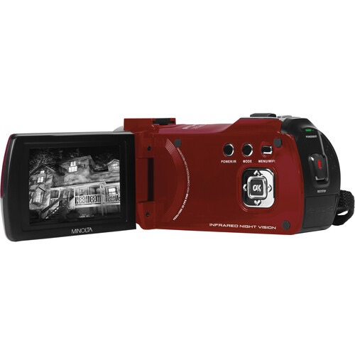 Minolta MN220NV Full HD Night Vision Camcorder with 16x Digital Zoom (Red)