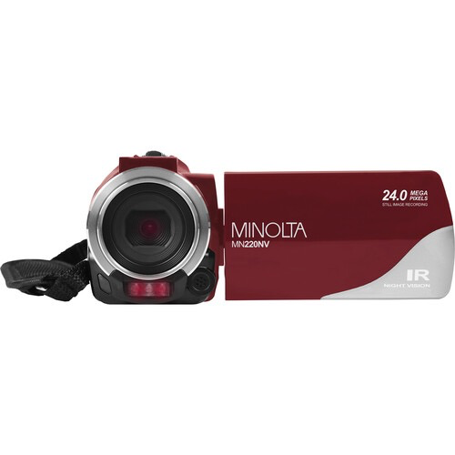 Minolta MN220NV Full HD Night Vision Camcorder with 16x Digital Zoom (Red)