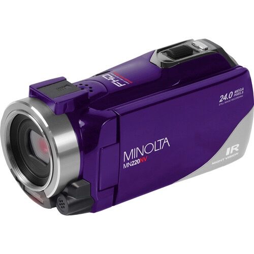 Minolta MN220NV Full HD Night Vision Camcorder with 16x Digital Zoom (Purple)