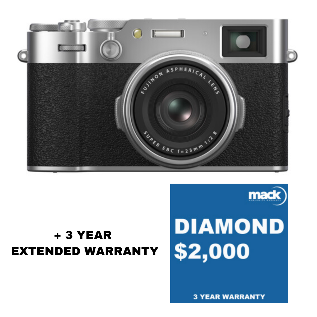 FUJIFILM X100VI Digital Camera (Silver) with MACK 3 Year Diamond Warranty - Under $2,000