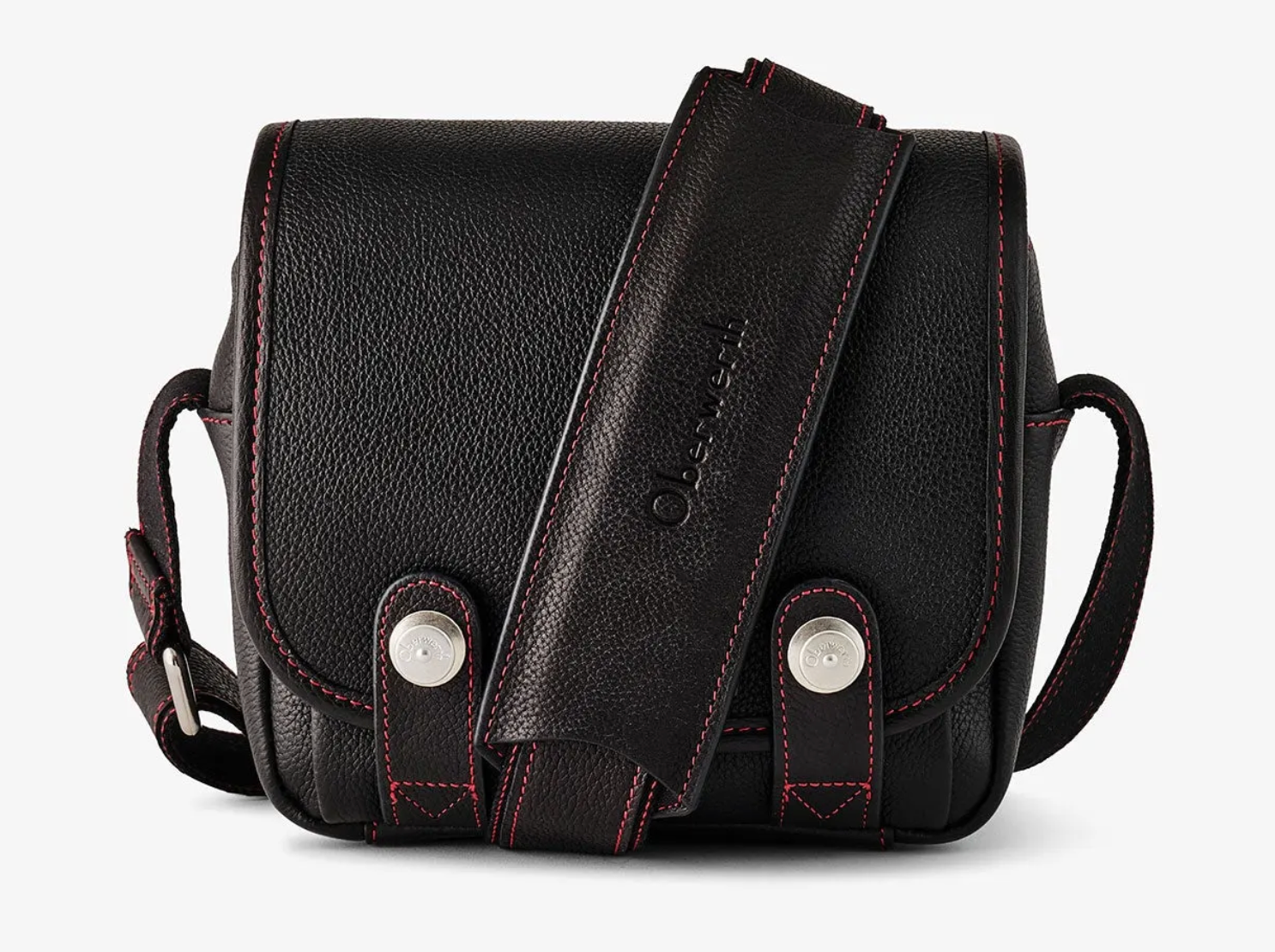 Oberwerth The Q Bag Luxury Cow-Hide black / Lining&stitching red