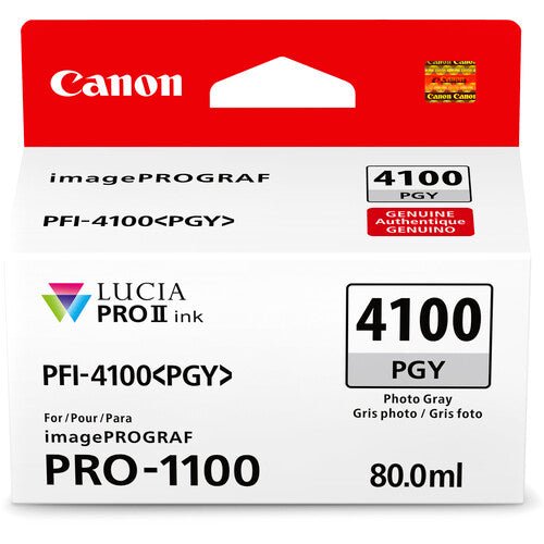 Shop Canon PFI-4100 Photo Gray Pigment Ink Tank (80mL) by Canon at B&C Camera