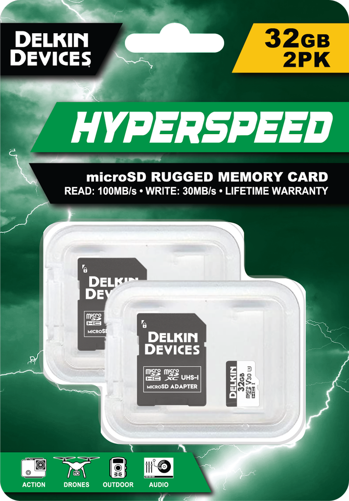 Shop Delkin Devices Hyperspeed UHS-I (U3/V30) 32GB microSD Memory Cards (2PK) by Delkin at B&C Camera