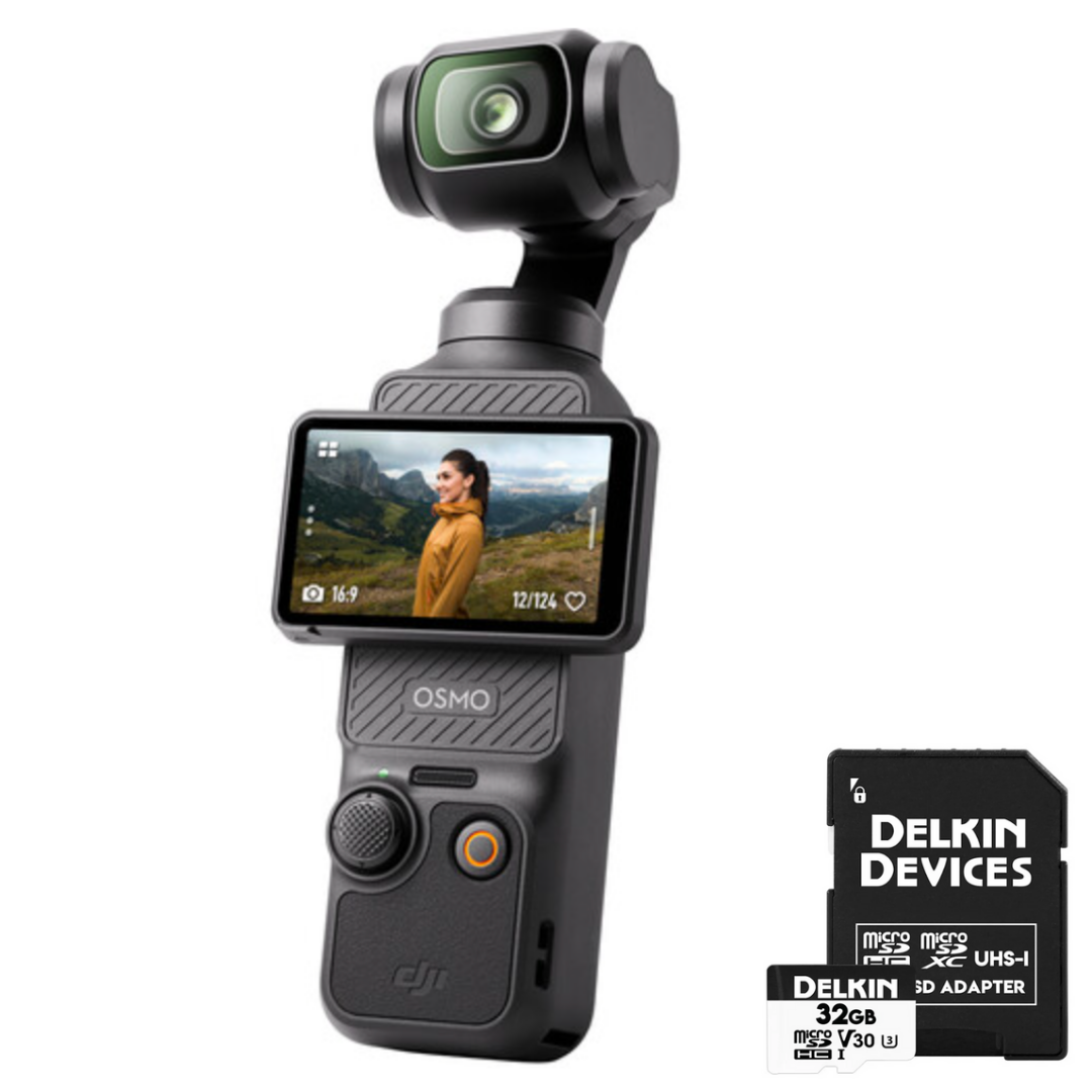Shop DJI Osmo Pocket 3 Gimbal with Delkin Devices 32GB Advantage MicroSDHC UHS-I V30 660x U3 by DJI at B&C Camera