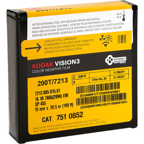 Kodak VISION3 200T Color Negative Film #7213 (16mm, 100' Roll, Single Perf)