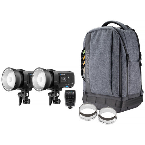 Shop Westcott FJ250 250Ws Touchscreen Strobe with FJ-X3 M Universal Trigger (2-Light Backpack Kit) by Westcott at B&C Camera
