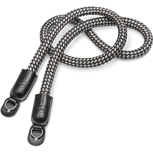 Leica Carrying Strap, Round Braided Rayon & Leather Cord, Black, White