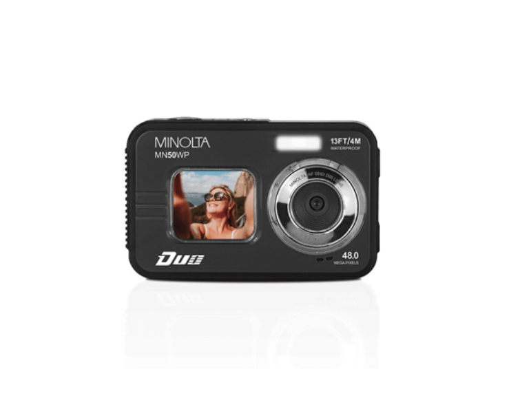 Shop MINOLTA MN50WP Duo 48 MP Autofocus / 5K Ultra HD Waterproof Camera w/ Dual LCD (Black) by Minolta at B&C Camera