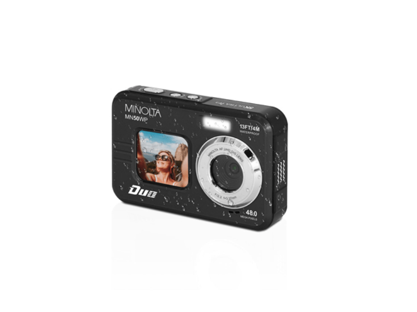 Shop MINOLTA MN50WP Duo 48 MP Autofocus / 5K Ultra HD Waterproof Camera w/ Dual LCD (Black) by Minolta at B&C Camera
