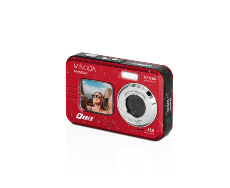 Shop MINOLTA MN50WP Duo 48 MP Autofocus / 5K Ultra HD Waterproof Camera w/ Dual LCD (Red) by Minolta at B&C Camera