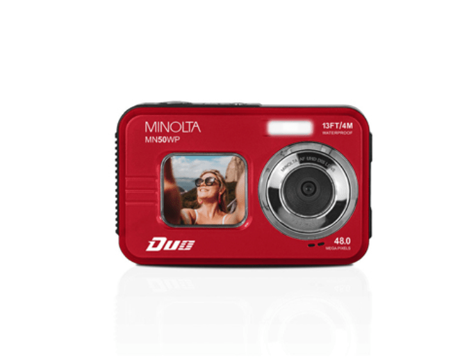 Shop MINOLTA MN50WP Duo 48 MP Autofocus / 5K Ultra HD Waterproof Camera w/ Dual LCD (Red) by Minolta at B&C Camera