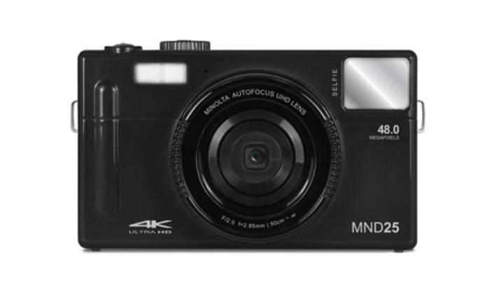 MINOLTA MND25 48 MP Autofocus / 4K Ultra HD Camera w/Selfie Mirror (Black) - B&C Camera