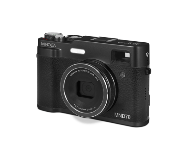 Shop MINOLTA MND70 Retro 48 MP Autofocus / 5K Ultra HD Dual Lens Camera w/WiFi (Black) - No memory card by Minolta at B&C Camera
