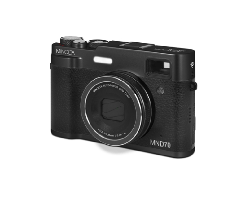 Shop MINOLTA MND70 Retro 48 MP Autofocus / 5K Ultra HD Dual Lens Camera w/WiFi (Black) - No memory card by Minolta at B&C Camera