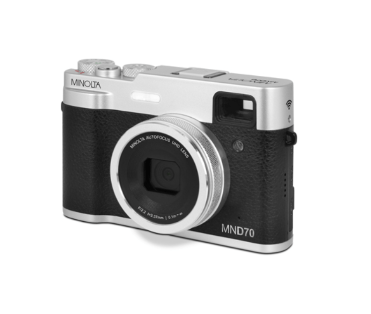 Shop MINOLTA MND70 Retro 48 MP Autofocus / 5K Ultra HD Dual Lens Camera w/WiFi (Silver/Black) by Minolta at B&C Camera