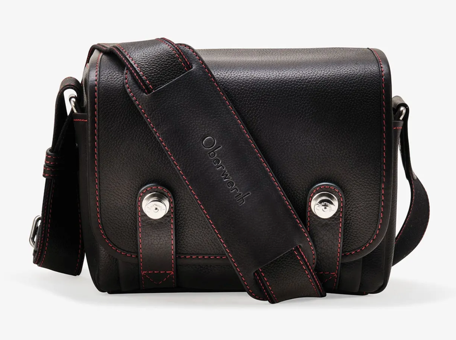 Shop Oberwerth Louis Camera Bag Luxury Cow-Hide Black / Red Lining & Stitching by Oberwerth at B&C Camera