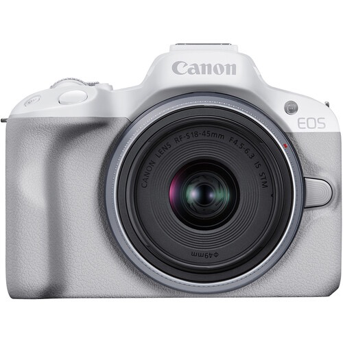 Shop Canon EOS R50 Mirrorless Camera with RF-S18-45mm f/4.5-6.3 IS STM Lens (White) by Canon at B&C Camera
