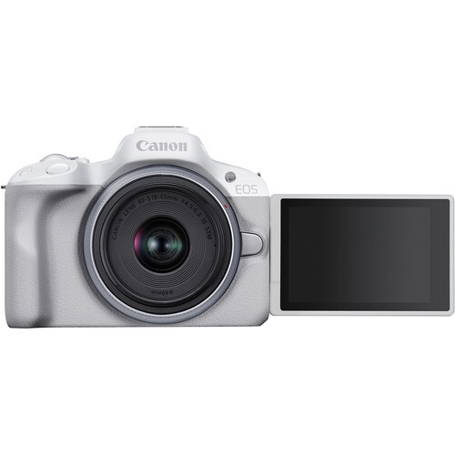 Shop Canon EOS R50 Mirrorless Camera with RF-S18-45mm f/4.5-6.3 IS STM Lens (White) by Canon at B&C Camera