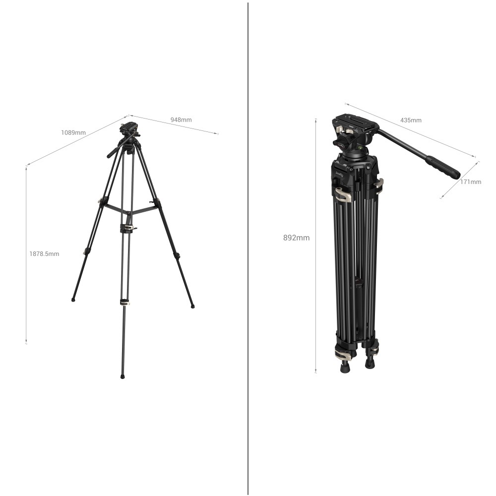 SmallRig Heavy-Duty Fluid Head Tripod