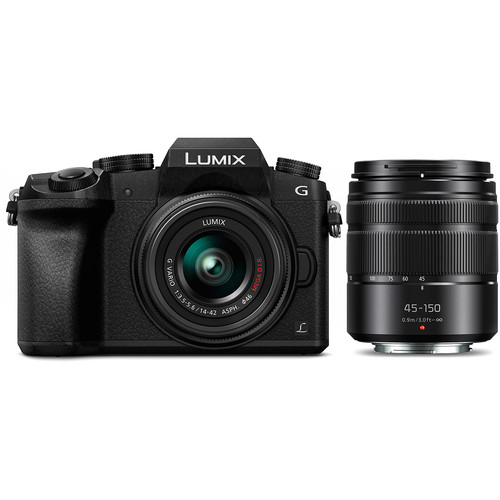 Shop Panasonic Lumix DMC-G7 Mirrorless Micro Four Thirds Digital Camera with 14-42mm and 45-150mm Lenses (Black)*OPEN BOX* by Panasonic at B&C Camera