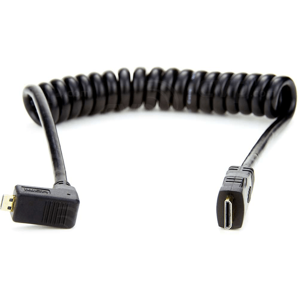 Shop Atomos ATOMCAB005 Coiled Right-angle Micro HDMI to Micro HDMI Cable (30-45cm) by Atomos at B&C Camera