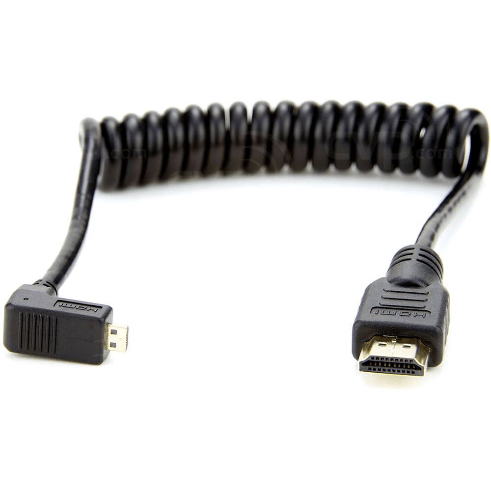 Shop Atomos ATOMCAB007 Coiled Right-angle Micro HDMI to Full HDMI Cable (30-45cm) by Atomos at B&C Camera