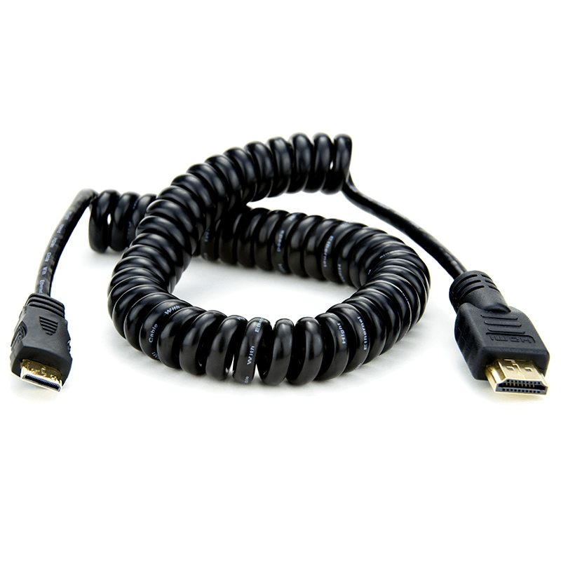 Shop Atomos ATOMCAB009 Coiled Full HDMI to Mini HDMI Cable (50-65cm) by Atomos at B&C Camera