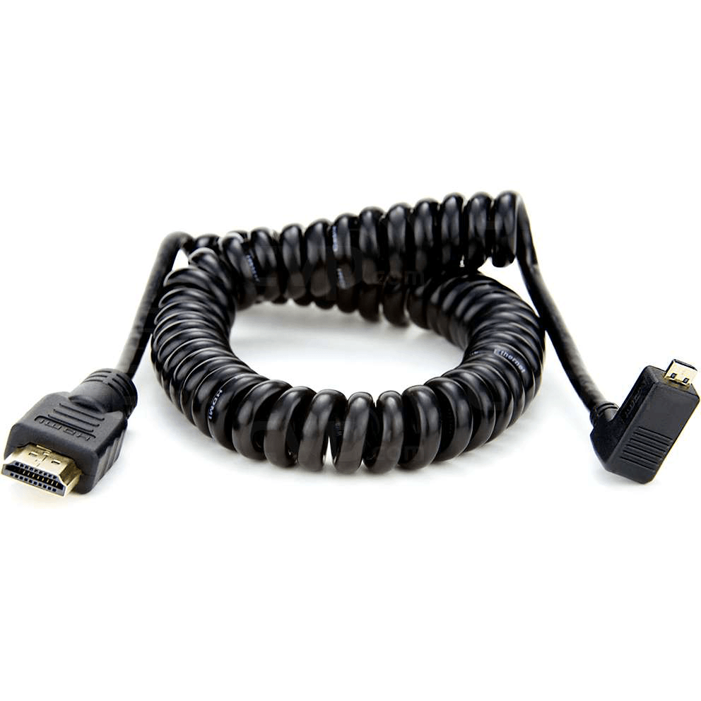 Shop Atomos ATOMCAB013 Coiled Right-angle Micro HDMI to Full HDMI Cable (50-65cm) by Atomos at B&C Camera