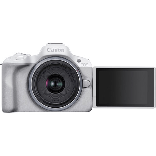 Shop Canon EOS R50 Mirrorless Camera with RF-S18-45mm f/4.5-6.3 IS STM Lens (White) by Canon at B&C Camera