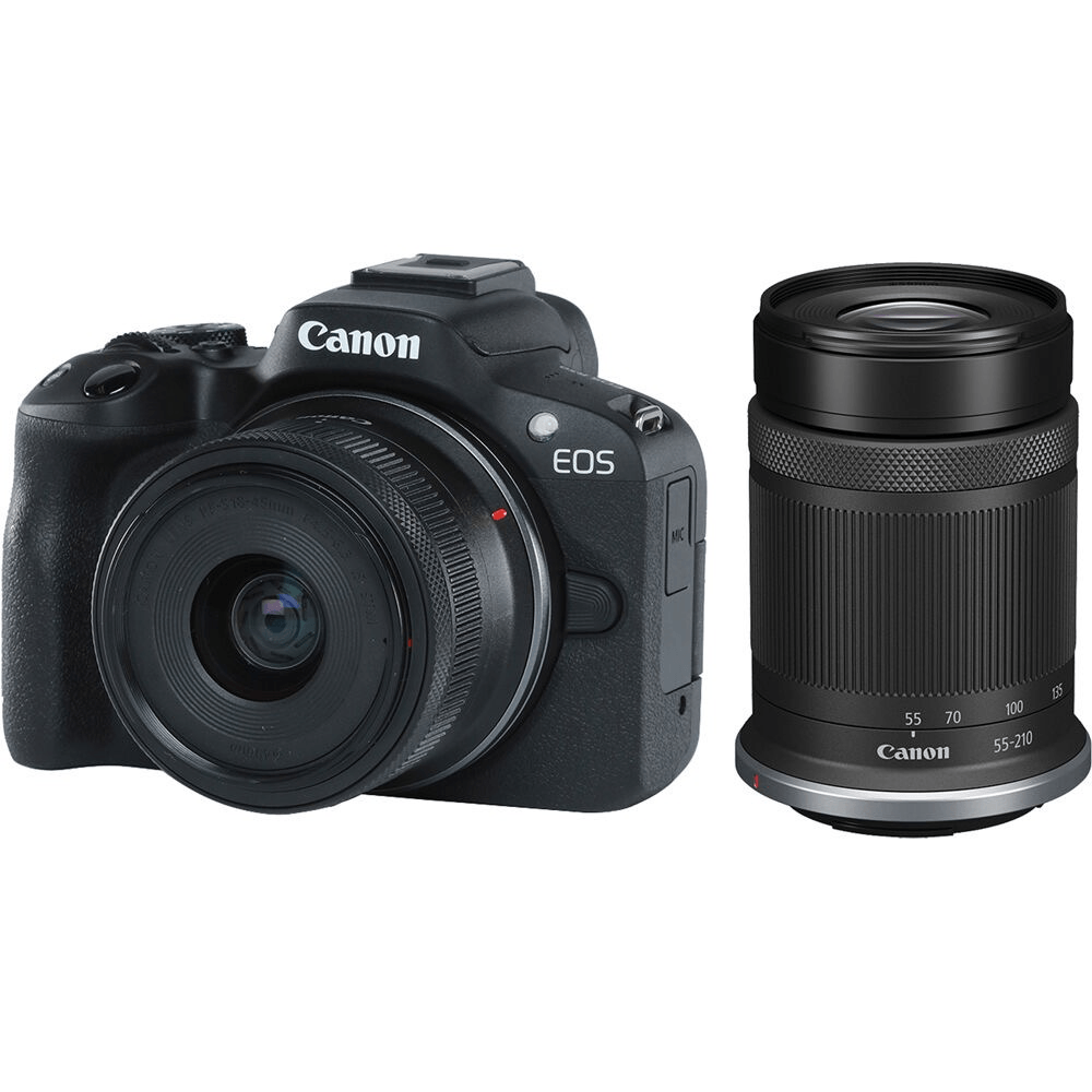 Shop Canon EOS R50 Mirrorless Camera with RF-S18-45mm f/4.5-6.3 IS STM Lens & RF-S55-210mm f/5-7.1 IS STM Lens (Black) by Canon at B&C Camera