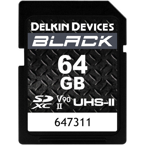 Delkin Devices 64GB Black UHS-II (U3/V90) SD Memory Cards (2PK) - B&C Camera