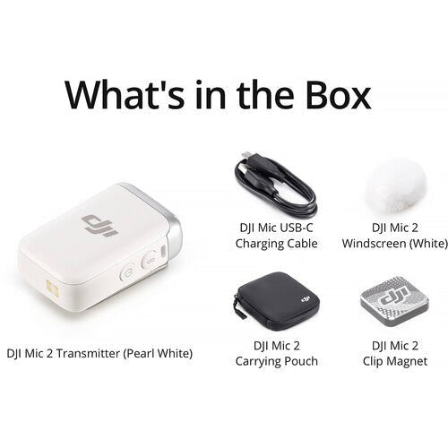 Shop DJI Mic 2 Clip-On Transmitter/Recorder with Built-In Microphone (2.4 GHz, Platinum White) by DJI at B&C Camera