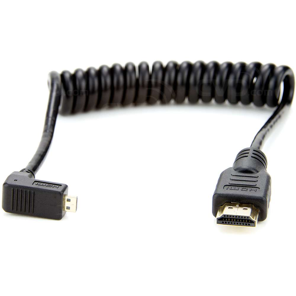 Atomos ATOMCAB007 Coiled Right-angle Micro HDMI to Full HDMI Cable (30-45cm)