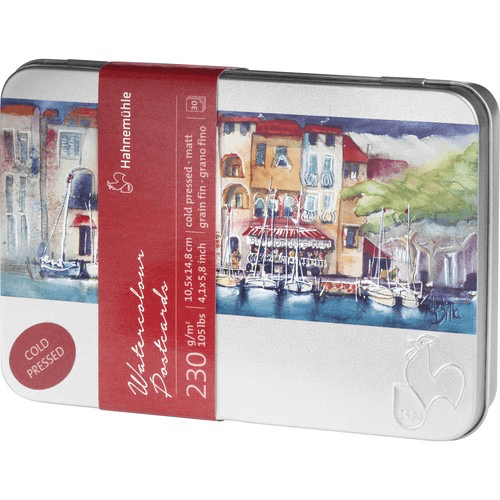 Shop Hahnemühle Cold Pressed Watercolor Postcards in Metal Box (4.1 x 5.8", 30 Sheets) by Hahnemuhle at B&C Camera
