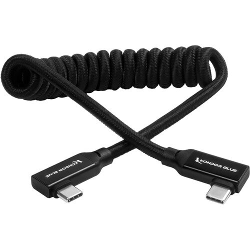 Shop Kondor Blue 12-24” Coiled USB-C Right Angle Braided Cable (Black) by KONDOR BLUE at B&C Camera