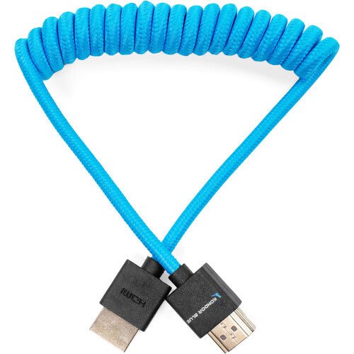 Shop Kondor Blue Coiled High-Speed HDMI 2.0 Braided Cable (12 to 24", Kondor Blue) by KONDOR BLUE at B&C Camera