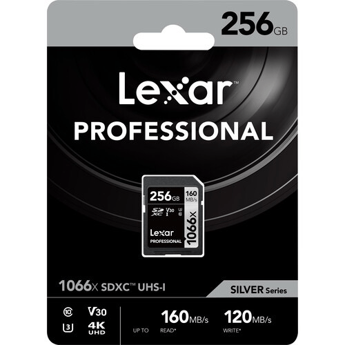 Shop Lexar 256GB Professional 1066x UHS-I SDXC Memory Card (SILVER Series) by Lexar at B&C Camera