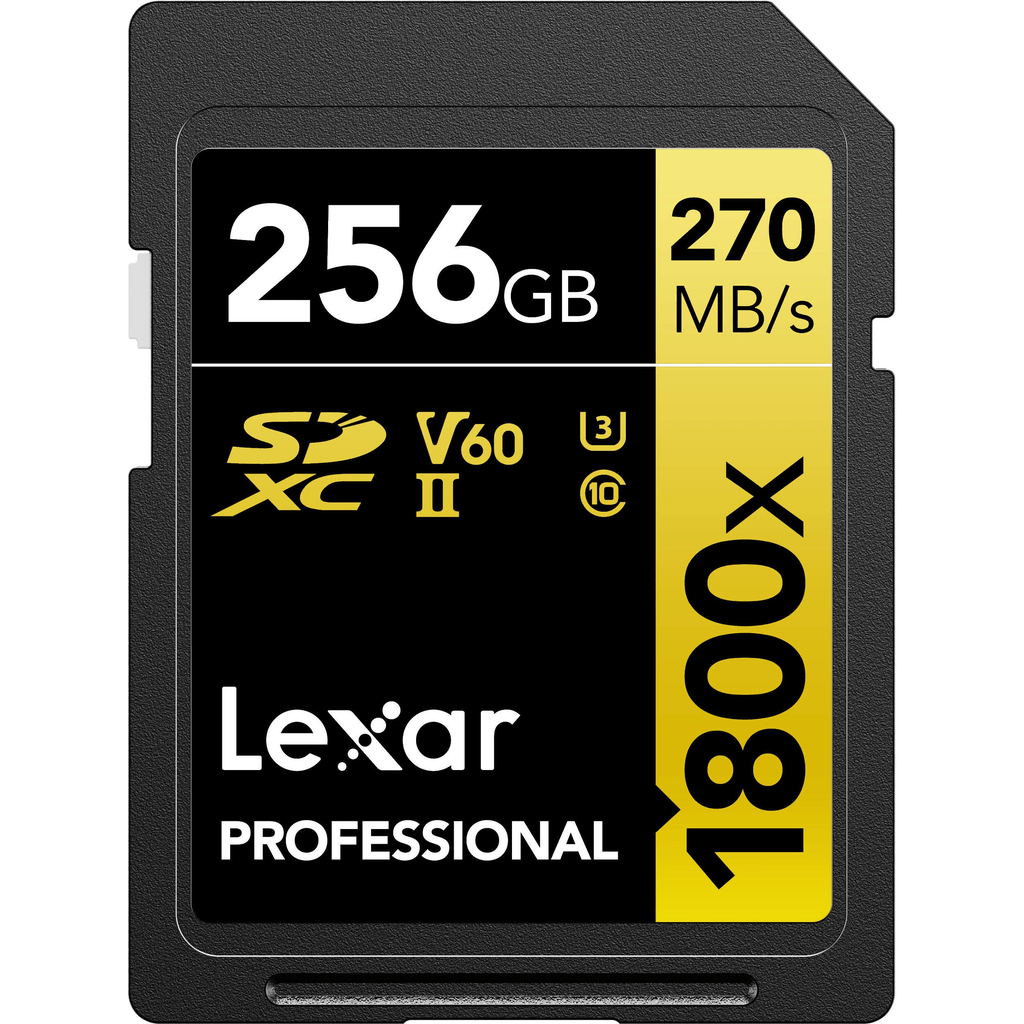 Lexar 256GB Professional 1800x UHS-II SDXC Memory Card (GOLD Series) - B&C Camera