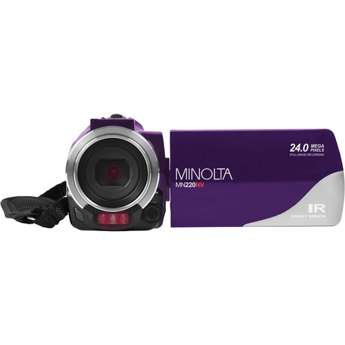 Minolta MN220NV Full HD Night Vision Camcorder with 16x Digital Zoom (Purple) - B&C Camera