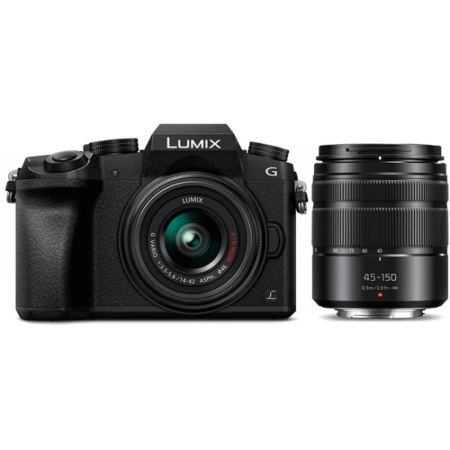 Shop Panasonic Lumix DMC-G7 Mirrorless Micro Four Thirds Digital Camera with 14-42mm and 45-150mm Lenses (Black)*OPEN BOX* by Panasonic at B&C Camera