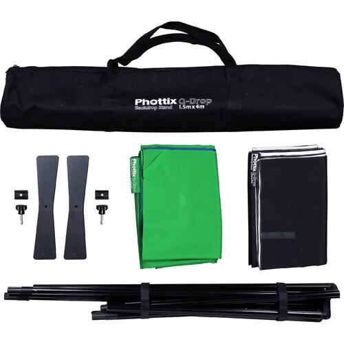 Shop Phottix 4-in-1 Q-Drop Collapsible Backdrop Kit (4.92' x 13.1', Green, Black, Blue, White) by Phottix at B&C Camera