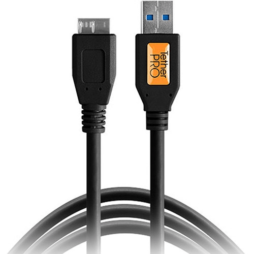 Shop Tether Tools TetherPro USB 3.0 Male Type-A to USB 3.0 Micro-B Cable (15', Black) by Tether Tools at B&C Camera