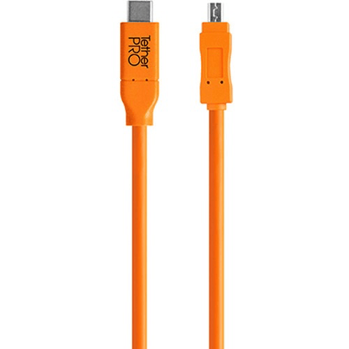 Tether Tools TetherPro USB-C to 2.0 Mini-B 8-Pin Cable 15ft Orange